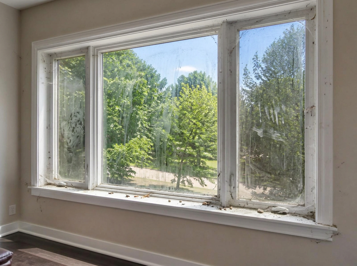 Painted Windows Cleared — before
